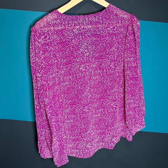 Joie Fuchsia Blouse with White Speckles100% Silk - Picture 5 of 8